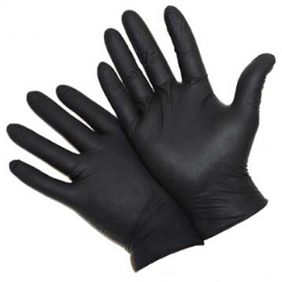 black plastic gloves