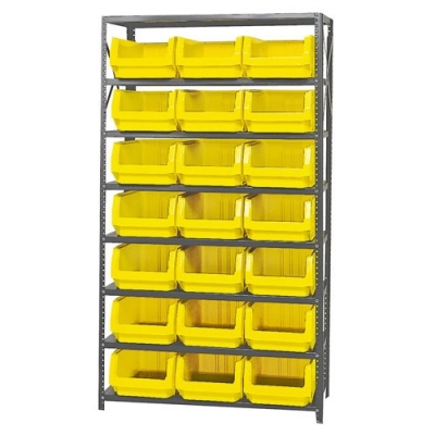 Magnum Bin Unit with 8 Shelves & 21 Yellow Bins 19-3/4