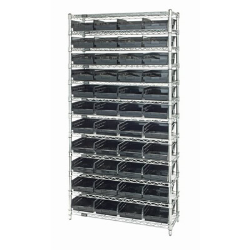 Shelf Bin System with 12 Shelves & 55 Yellow Bins 17-7/8