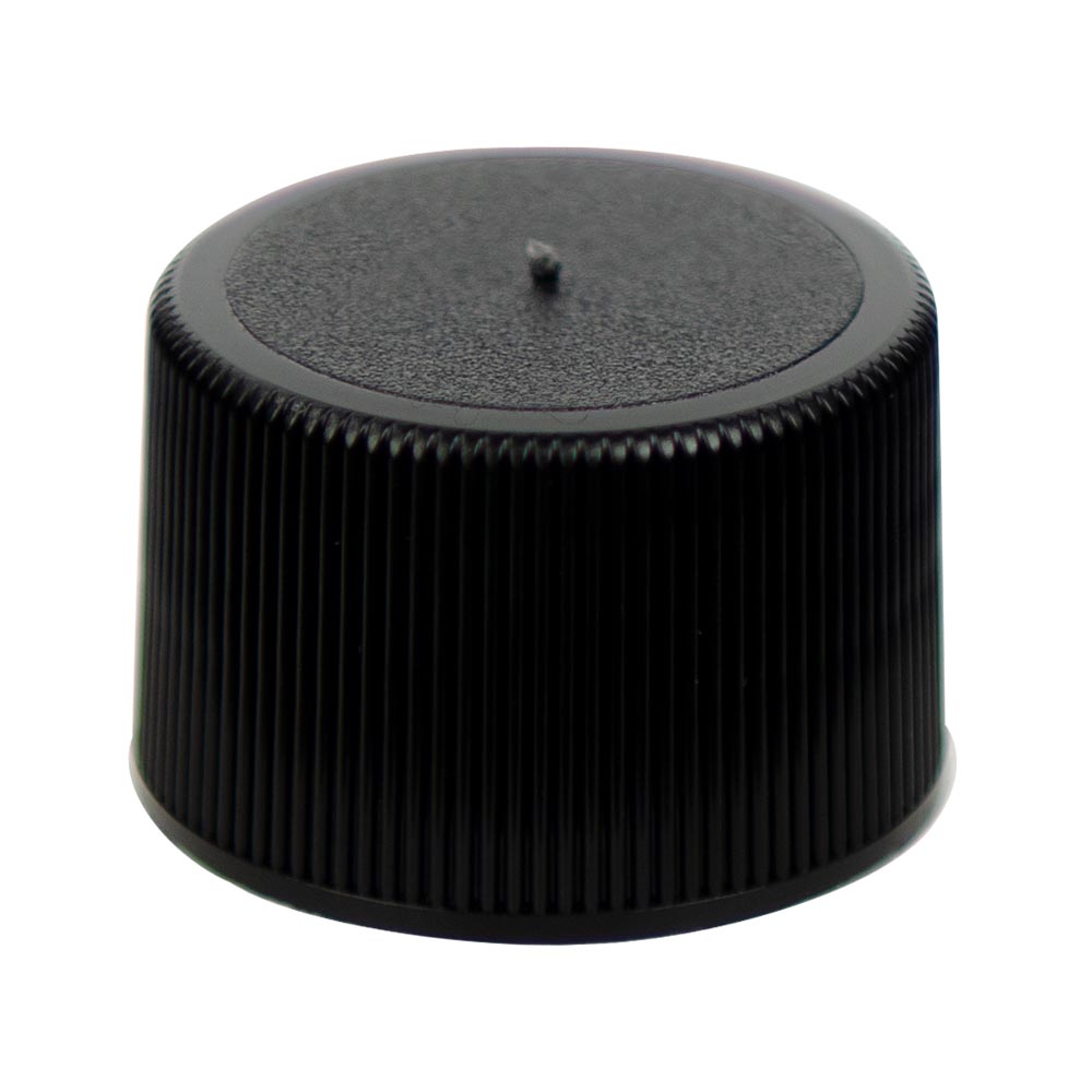 24/410 Black Polypropylene Unlined Ribbed Cap | U.S. Plastic Corp.