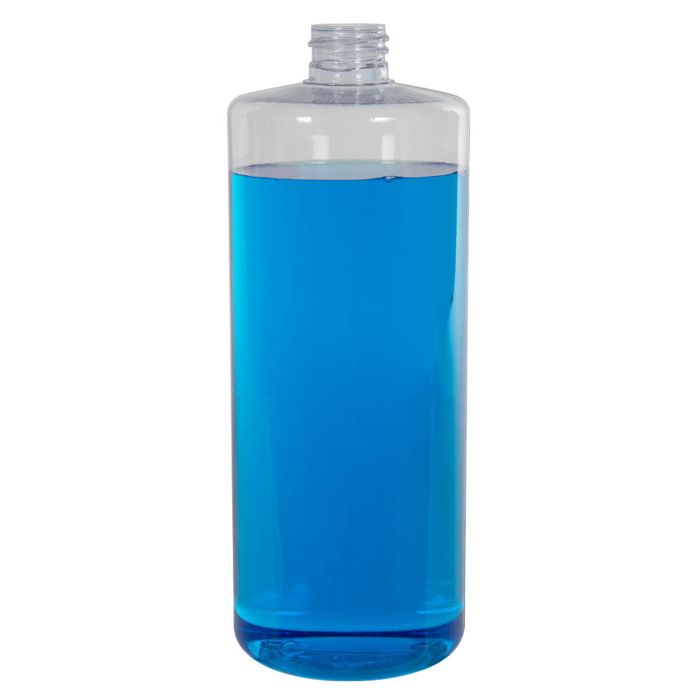 32 oz. Clear PVC Cylindrical Bottle with 28/410 Neck (Cap Sold ...