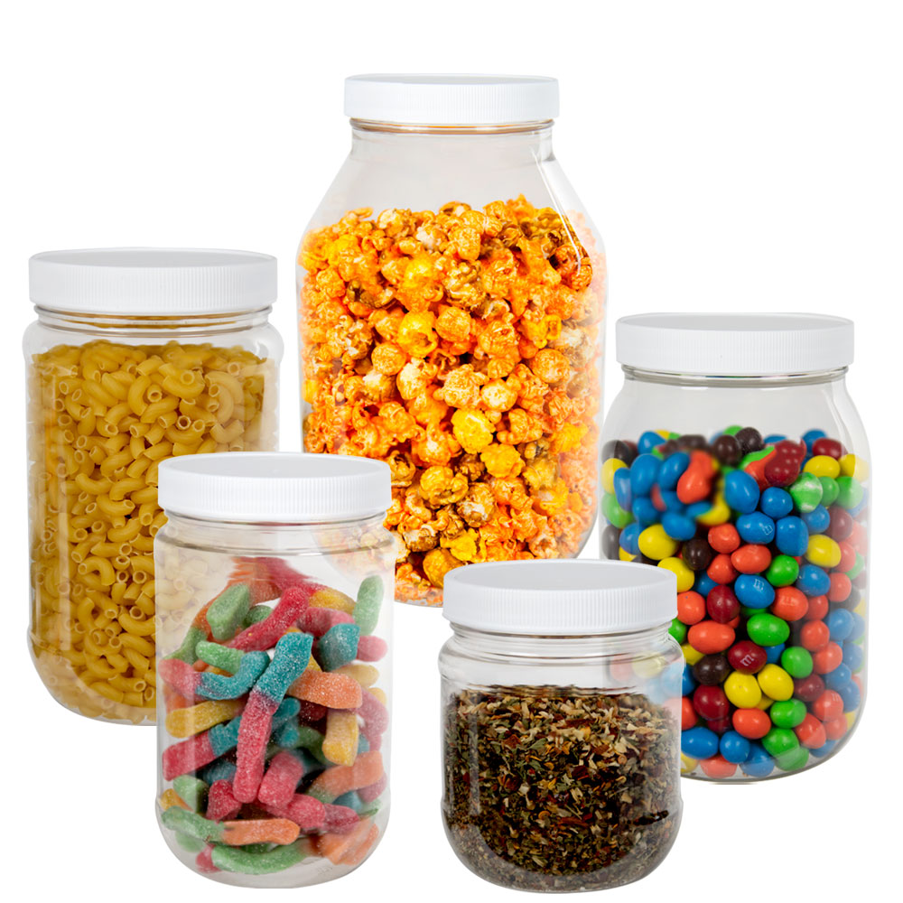 Clear PET Round Jars with Caps U.S. Plastic Corp.