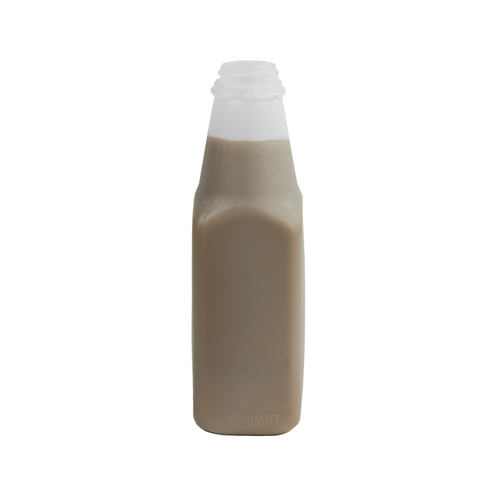 32 oz. Natural HDPE Square Dairy Bottle with 38mm Single Thread Neck ...