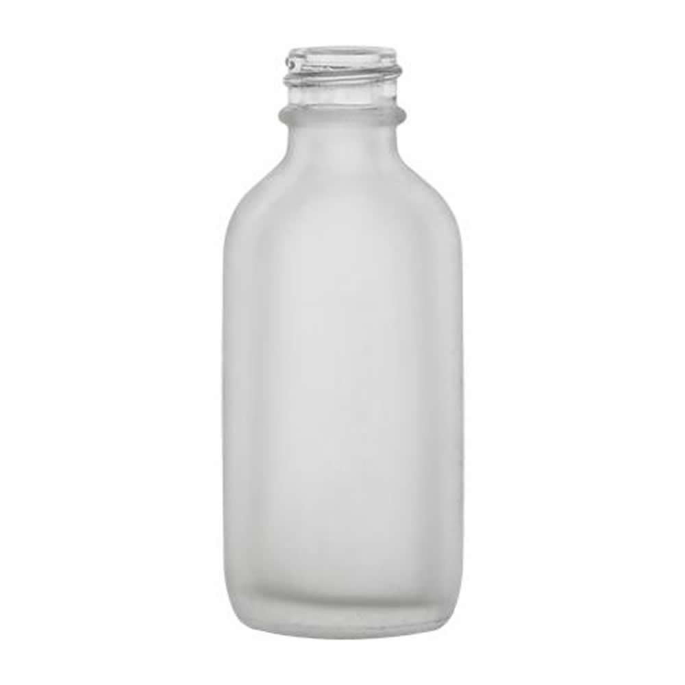 Oz Clear Frosted Glass Boston Round Bottle With Neck Cap