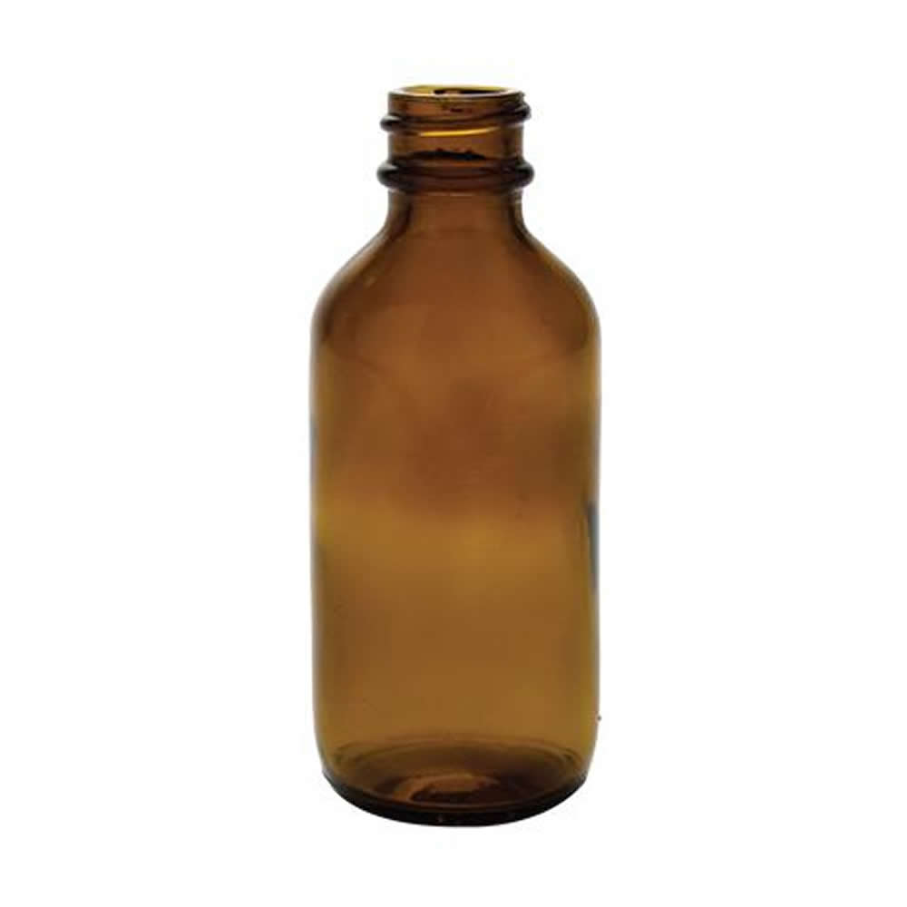 2 Oz Amber Glass Boston Round Bottle With 20400 Neck Cap Sold Separately Us Plastic Corp