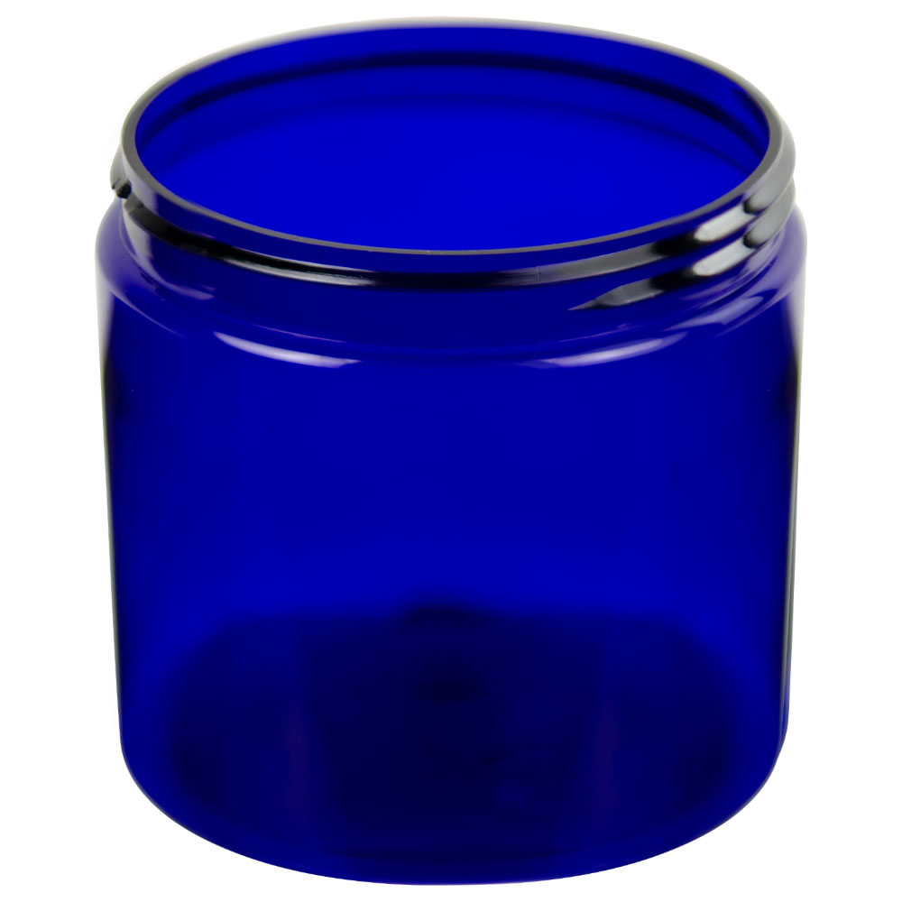 8 oz. Cobalt Blue PET Straight-Sided Round Jar with 70/400 Neck (Cap ...