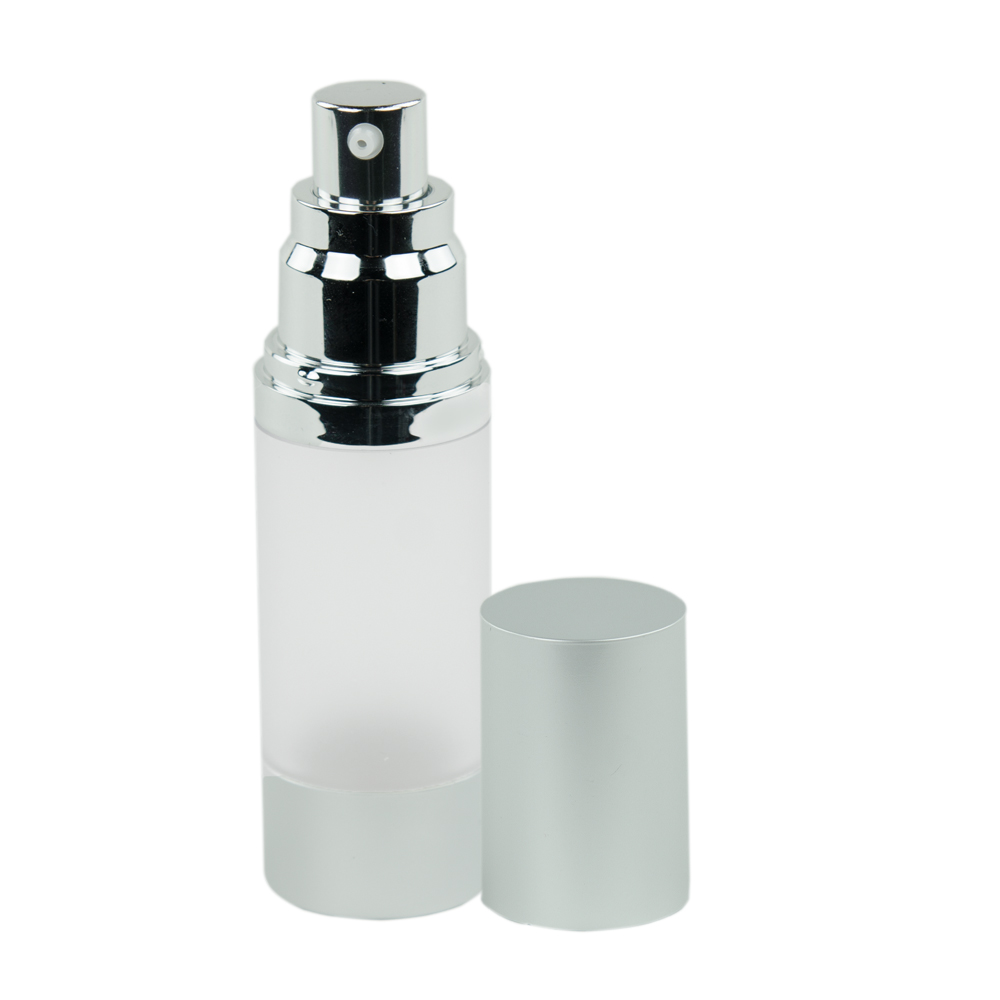 30mL Frosted/Brushed Aluminum Airless Bottle with Pump | U.S. Plastic Corp.