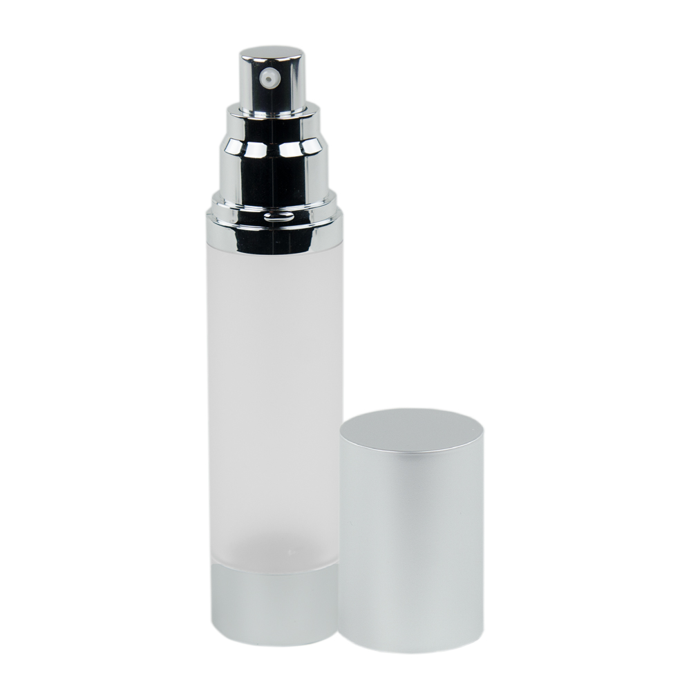 50mL Frosted/Brushed Aluminum Airless Bottle with Pump | U.S. Plastic Corp.