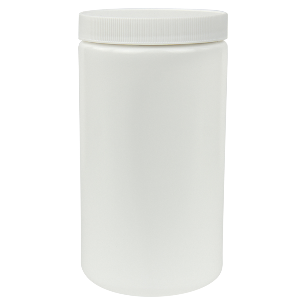 32 Oz White Hdpe Wide Mouth Round Jar With 89400 White Ribbed Cap With F217 Liner Us 8016