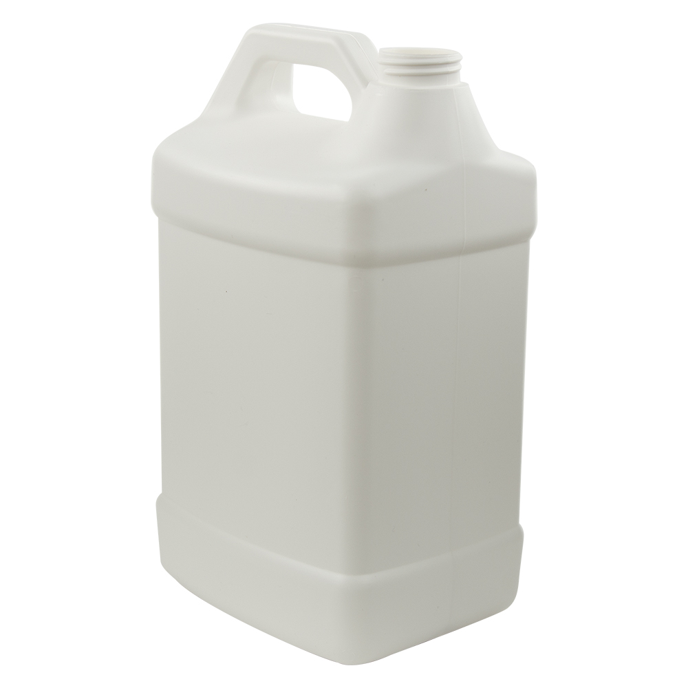 128 oz. White Fluorinated HDPE Squat F-Style Jug with 38/400 Neck (Cap ...