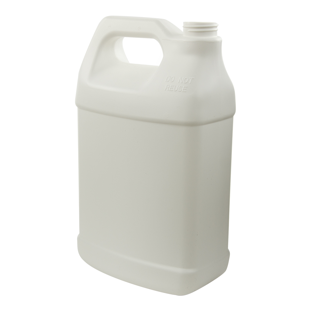 128 oz. White Fluorinated HDPE F-Style Jug with 38/400 Neck (Cap Sold ...