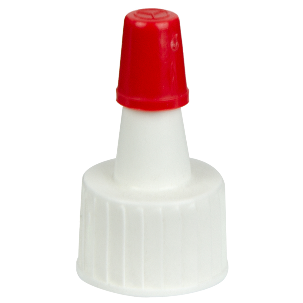 15/415 White Yorker Spout Cap with Regular Red Tip | U.S. Plastic Corp.