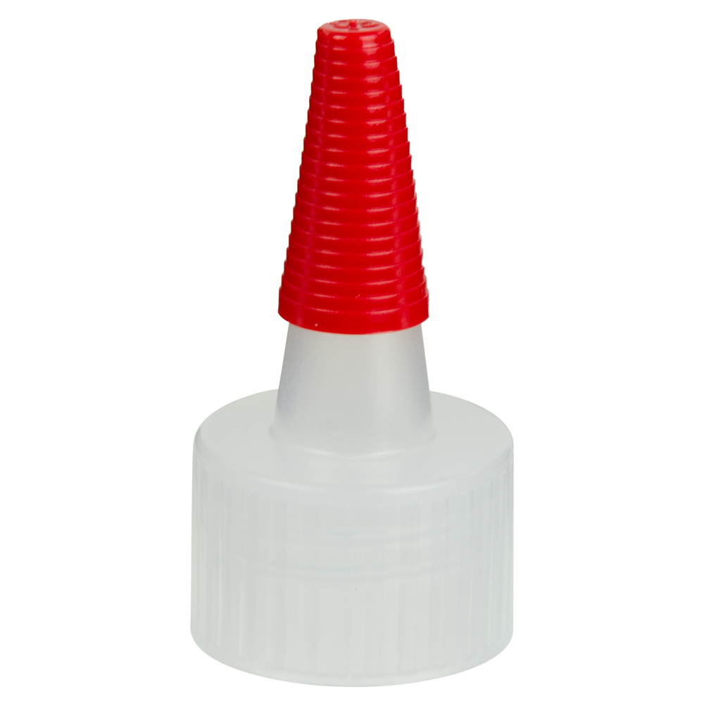 24/410 Natural Yorker Spout Cap with Long Red Tip | U.S. Plastic Corp.