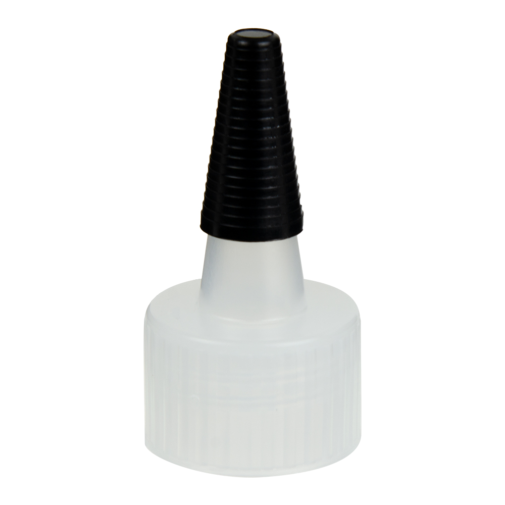 24/410 Natural Yorker Spout Cap with Long Black Tip | U.S. Plastic Corp.