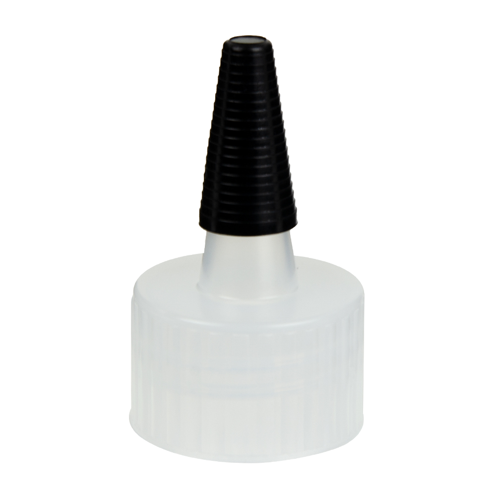 28/410 Natural Yorker Spout Cap with Long Black Tip | U.S. Plastic Corp.