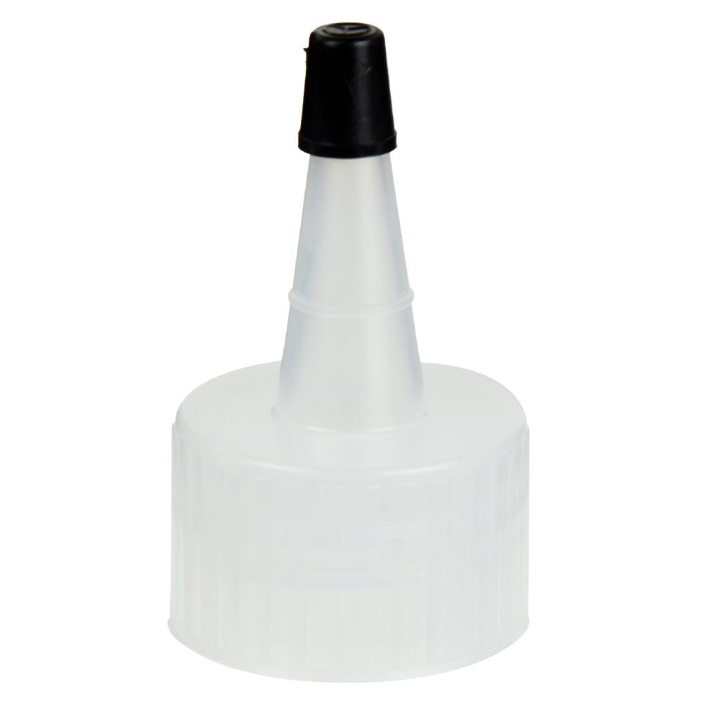 28/410 Natural Yorker Spout Cap with Regular Black Tip | U.S. Plastic Corp.