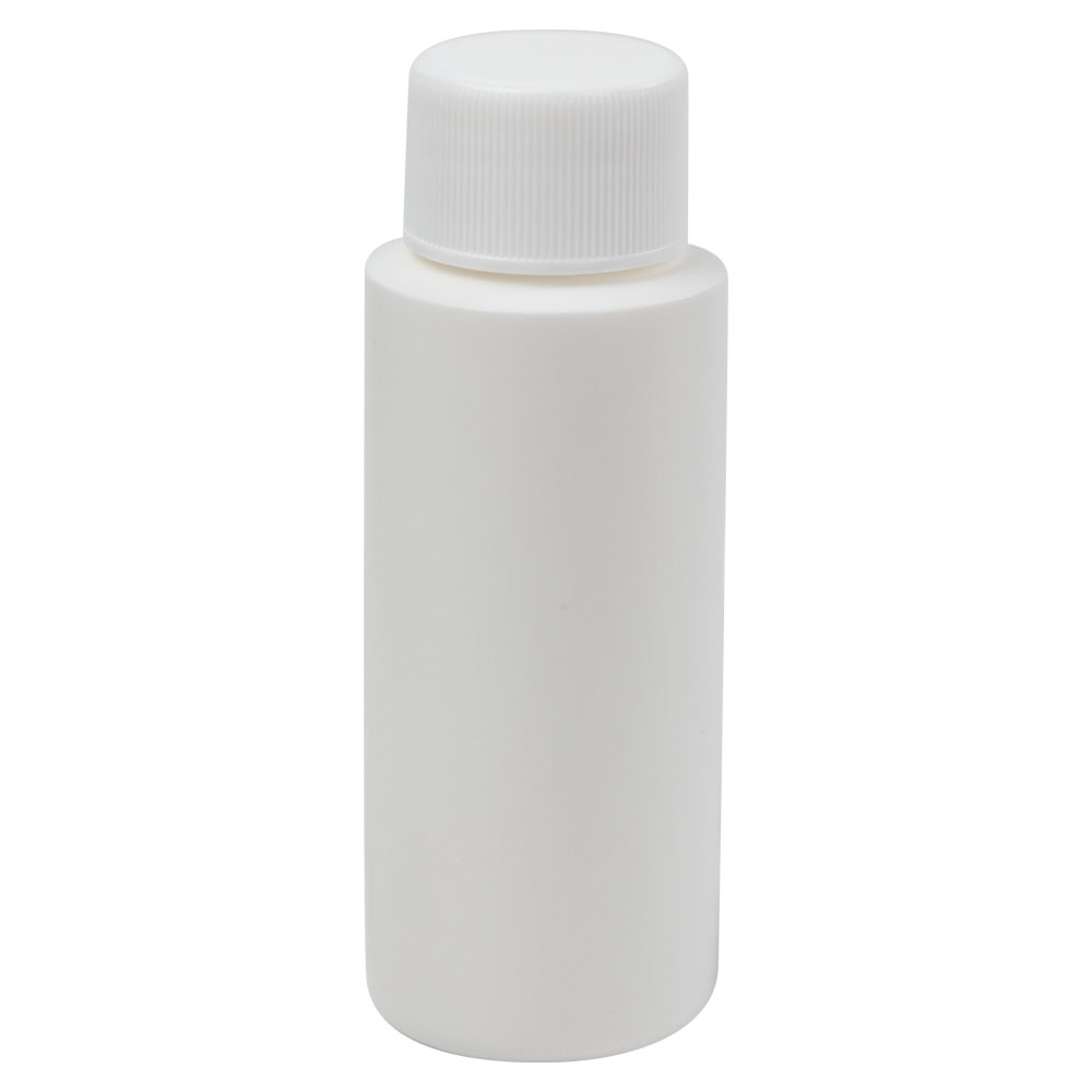 2 oz. White HDPE Cylindrical Sample Bottle with 24/410 White Ribbed Cap ...