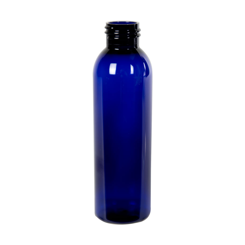 4 oz. Cobalt Blue PET Cosmo Round Bottle with 24/410 Neck (Cap Sold ...