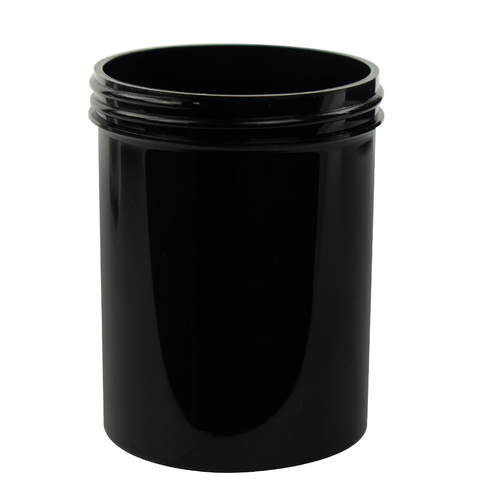 8 oz. Black Polypropylene Straight-Sided Round Jar with 70/400 Neck ...