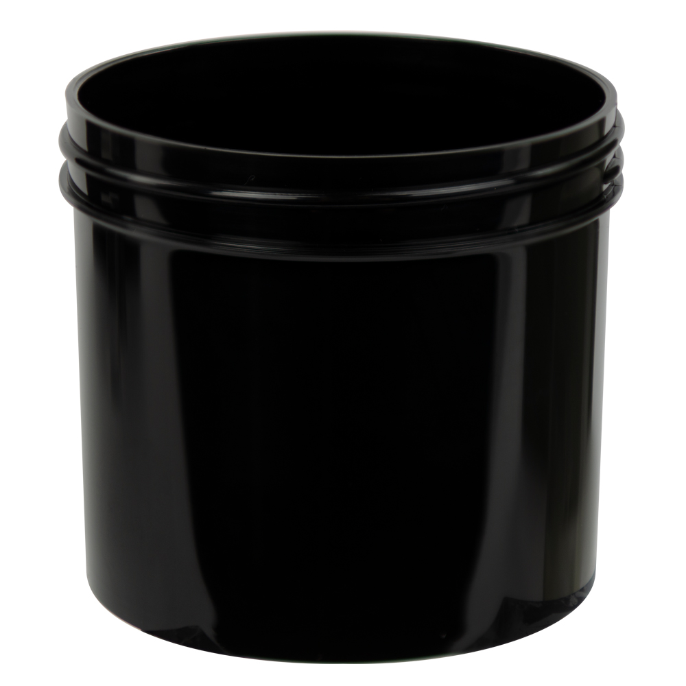 12 oz. Black Polypropylene Straight-Sided Round Jar with 89/400 Neck ...