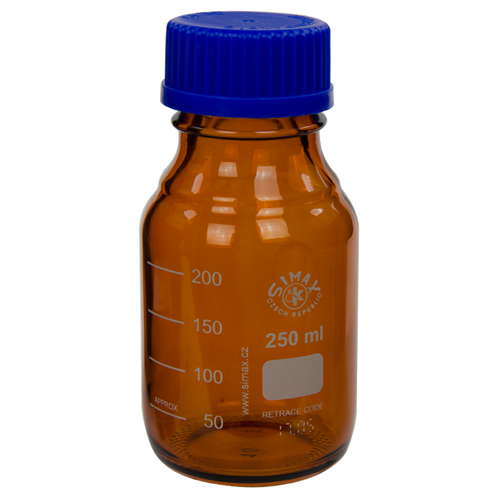 250ml Amber Glass Round Media Storage Bottle With Gl45 Cap Us Plastic Corp