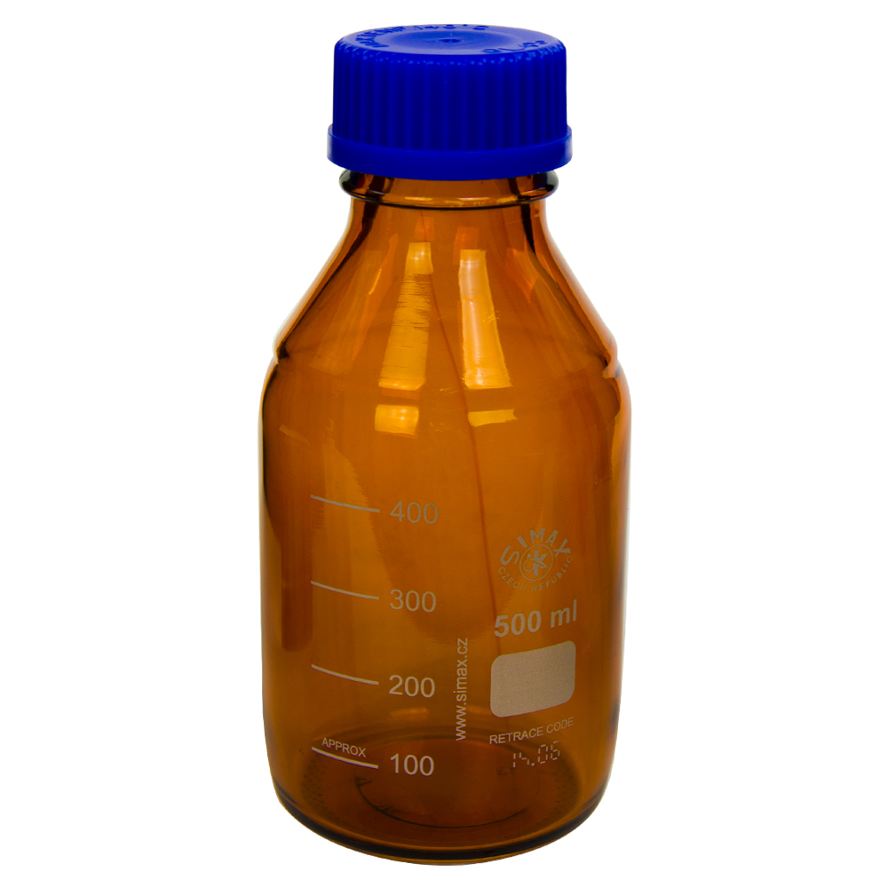 500mL Amber Glass Round Media Storage Bottle with GL45 Cap | U.S