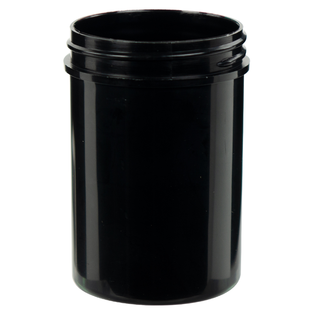 4 oz. Black Polypropylene Straight-Sided Round Jar with 53/400 Neck ...