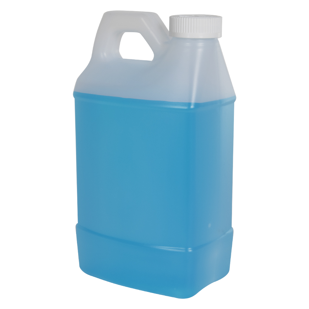 2 Liter Natural HDPE F-Style Handleware Jug with 38/400 White Ribbed ...