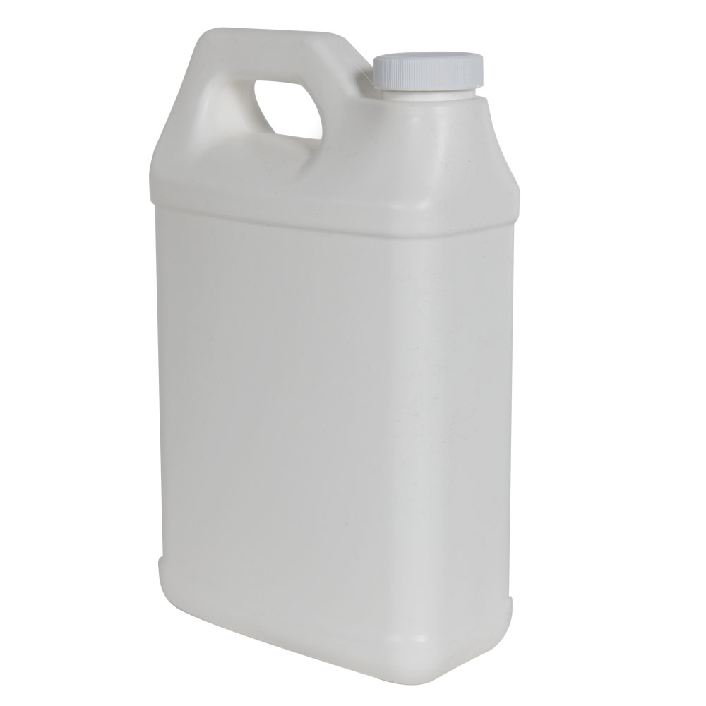 64 oz. White Level 5 Fluorinated HDPE F-Style Jug with 38/400 White ...