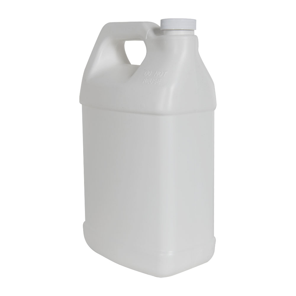 128 oz. White Level 5 Fluorinated HDPE F-Style Jug with 38/400 White ...