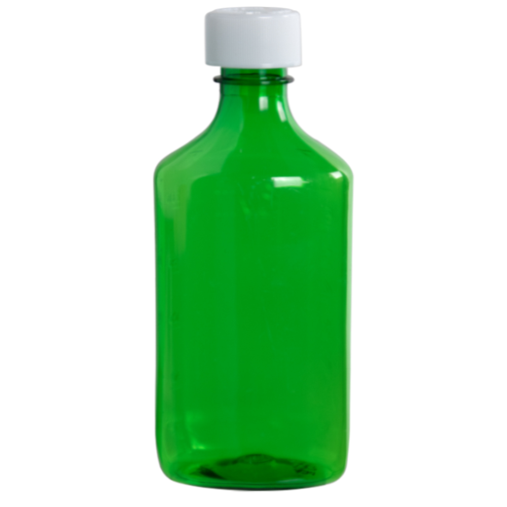 8 oz. Green PET Oval Liquid Bottle with 24/400 White CR Cap | U.S ...