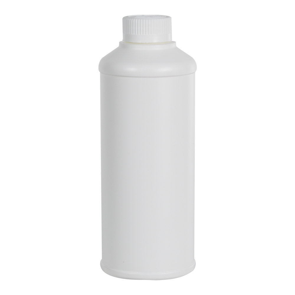 16 oz. White HDPE Round Steel-Yard Bottle with 28/400 White Ribbed CRC ...