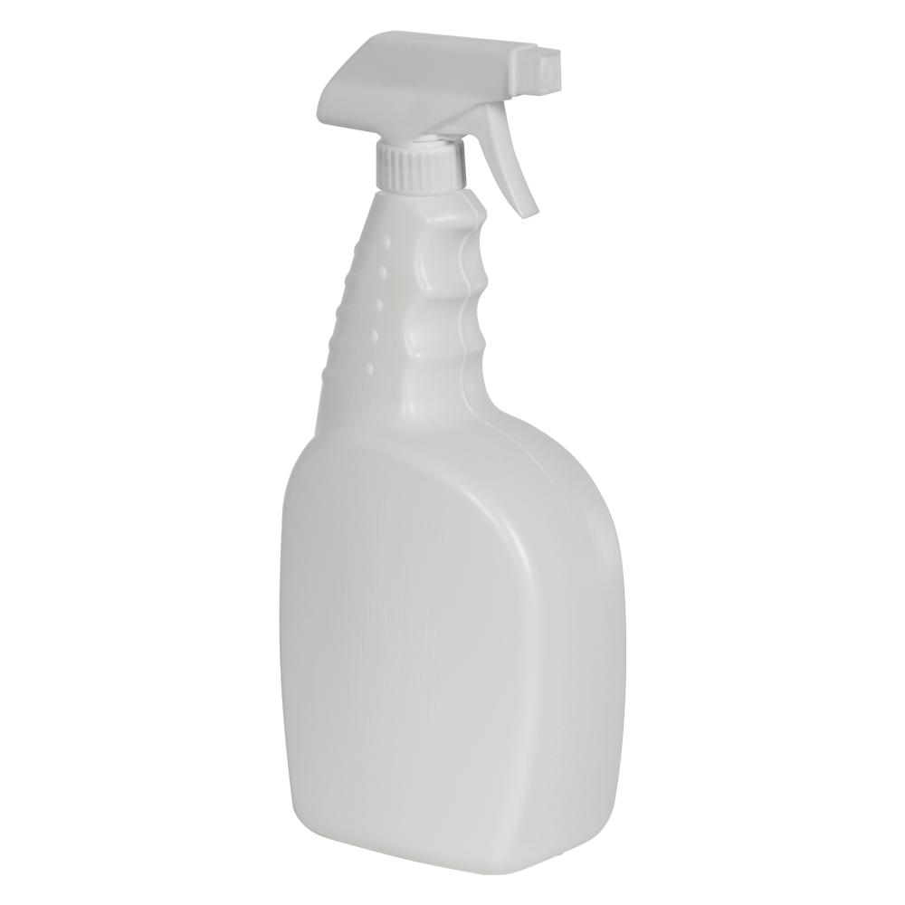 32 Oz White Hdpe Trigger Spray Bottle With 28400 White Polypropylene Sprayer Us Plastic Corp 5970