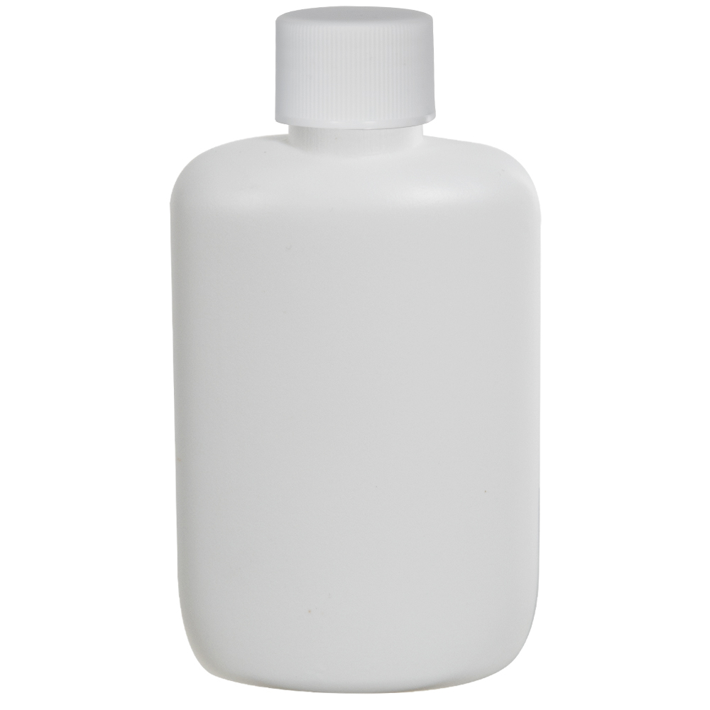 2 oz. White HDPE Oval Bottle with 20/410 White Ribbed Cap with F217 ...