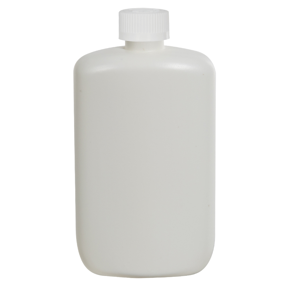 4 oz. White HDPE Oval Bottle with 20/410 White Ribbed CRC Cap with F217 ...