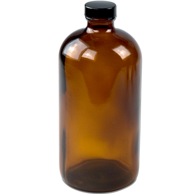 32 oz. Amber Boston Round Glass Bottles with 33/400 Polycone-lined Caps ...