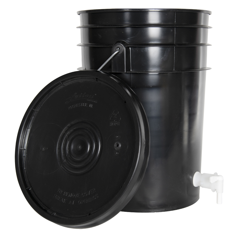 Black 6 Gallon Tamco® Fermentation Bucket with Spigot & Lid - 17183psku