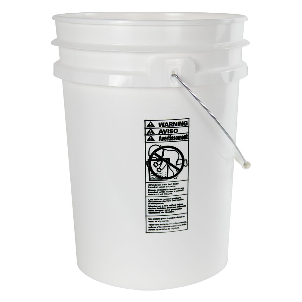 5.3 Gallon White HDPE UN Rated Pail with Handle | U.S. Plastic Corp.