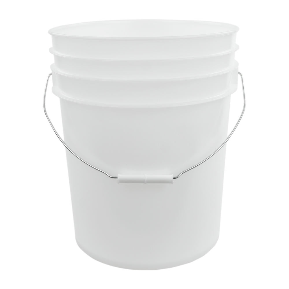 5 Gallon Natural HDPE Premium Round Bucket with Wire Bail Handle ...