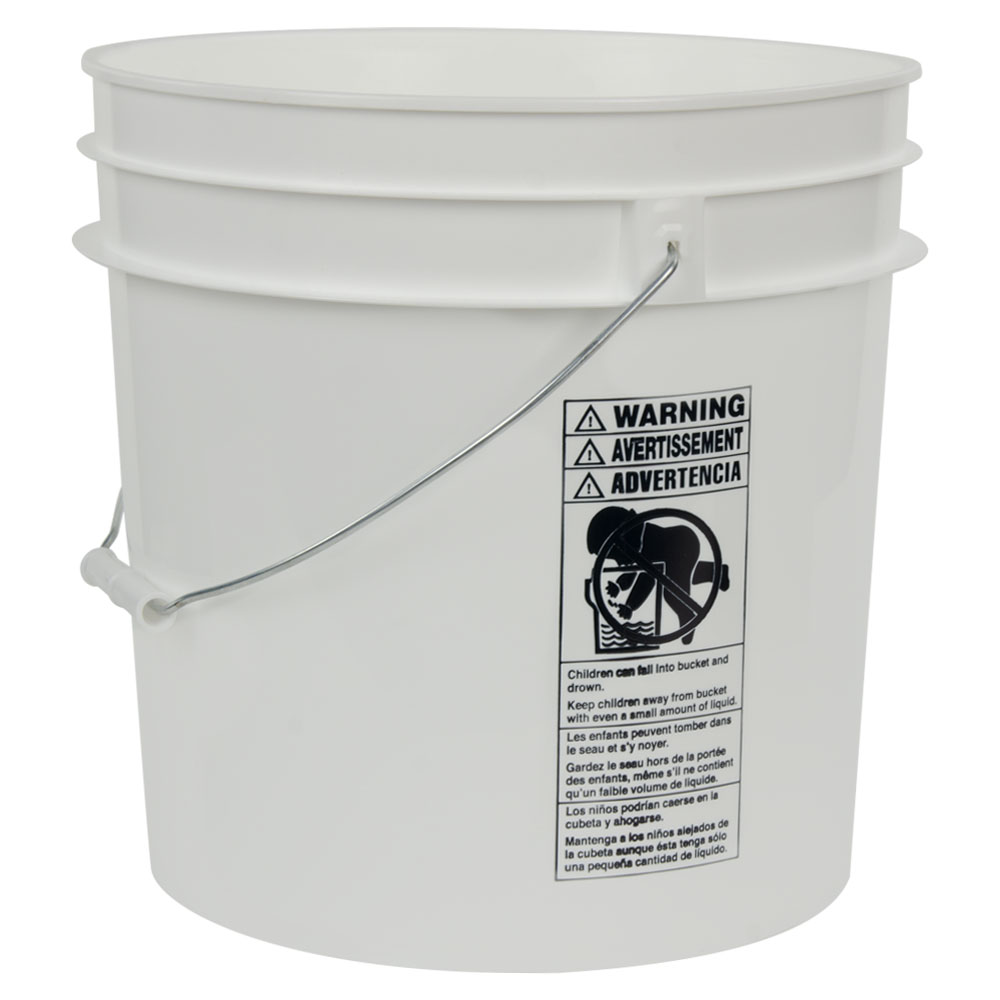 4-1/4 Gallon White HDPE Premium Round Bucket with Wire Bail Handle ...