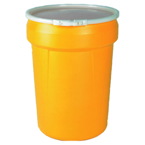 30 Gallon Yellow Open Head Poly Drum With Plastic Lever Lock Ring Us Plastic Corp 0653