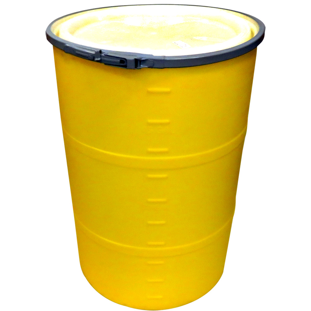 55 Gallon Yellow Open Head Drum 25625 Dia With Band X 35 Hgt Us Plastic Corp 4037