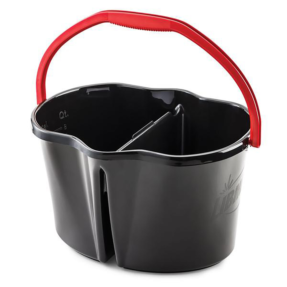 4 Gallon Black Clean & Rinse Bucket with Red Handle | U.S. Plastic Corp.