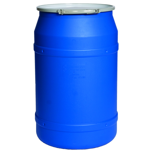 55 Gallon Blue Straight-Sided Open Head Poly Drum with Plain Lid ...