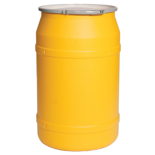 55 Gallon Yellow Straight Sided Open Head Poly Drum With Plain Lid And Metal Lever Lock Ring Us 4265