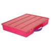 Translucent Pink Large Organizer Case & Lid with Purple Handle - 13-1/4" L x 10-1/2" W x 2" Hgt.