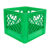 Green Vented Dairy Crate - 13.1" L x 13.1" W x 11" Hgt.