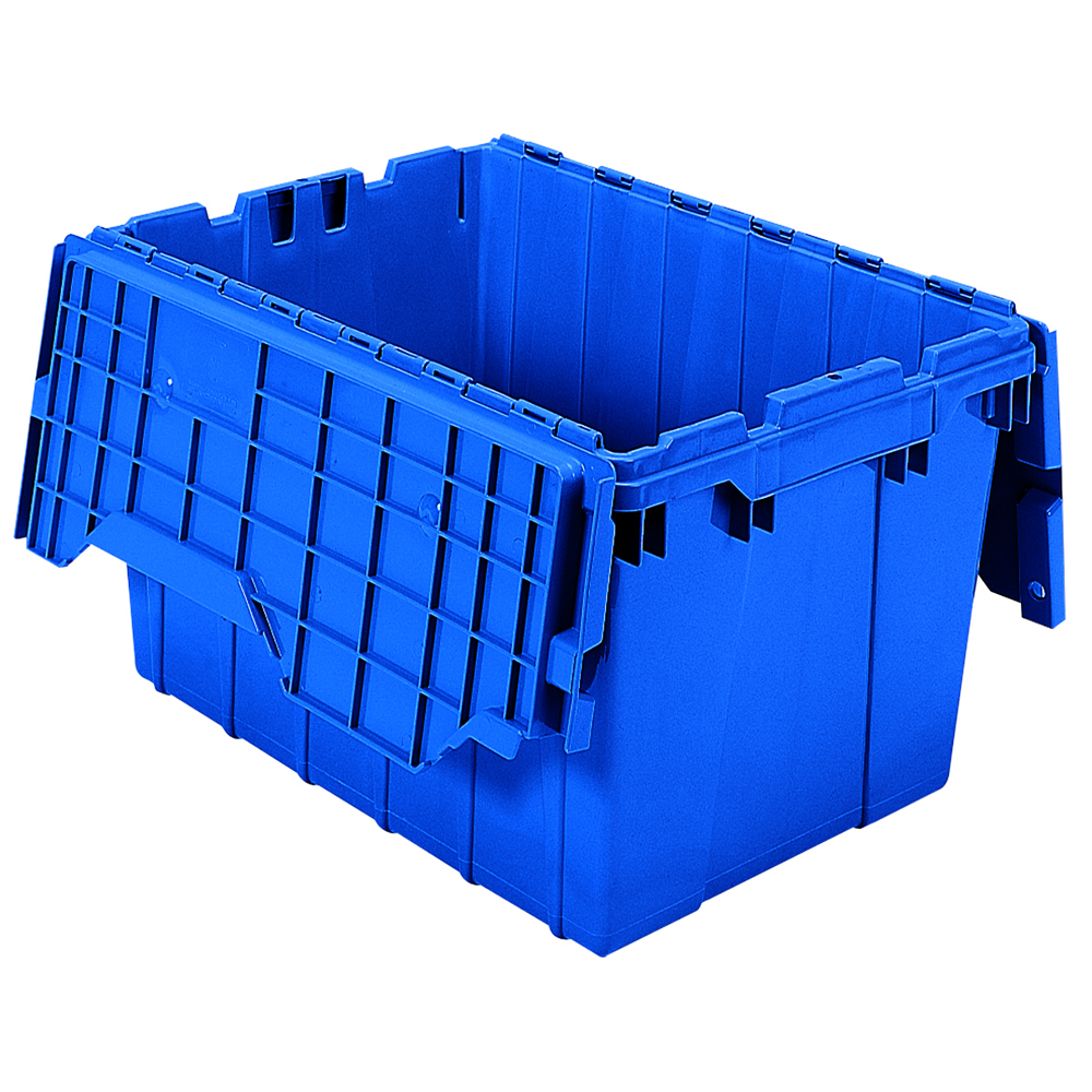 Blue Akro-Mils® Attached Lid Container - 21-1/2