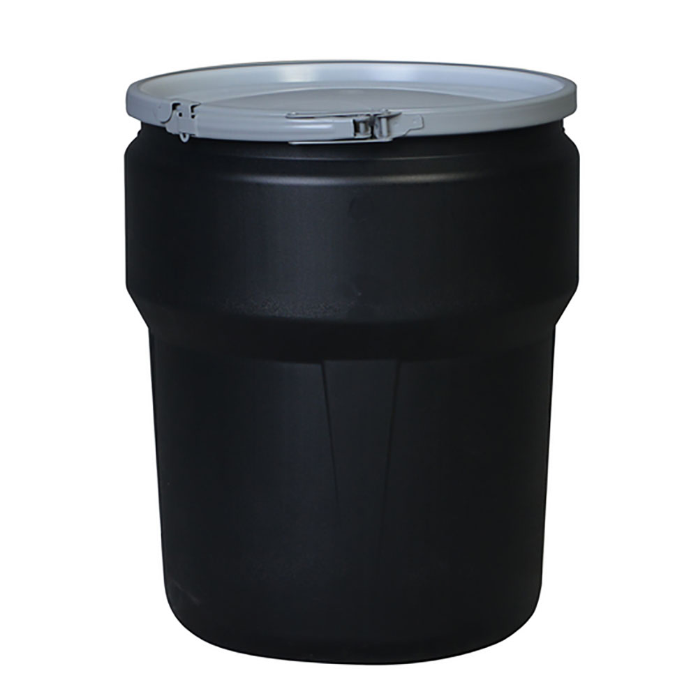 10 Gallon Black Open Head Poly Drum With Metal Lever Lock Ring Us Plastic Corp 7045