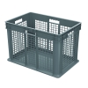 24" L x 16" W x 16" Hgt. Akro-Mils® Straight Walled Gray Container w/Mesh Sides & Solid Base